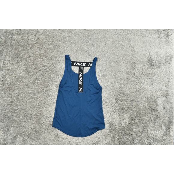 Nike XS Blue Polyester Activewear Top - Women Tank Top PRO Dri Fit Gym Run - Picture 3 of 8